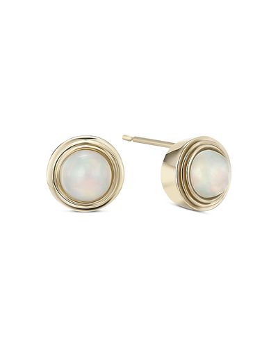 Moon & Meadow Moon & Meadow 10K Yellow Gold Opal October Birthstone Bezel Stud Earrings