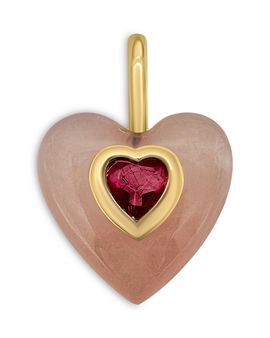 Moon & Meadow Moon & Meadow 10K Yellow Gold Pink Jade & Pink Topaz Heart Pendant Necklace, 16-18