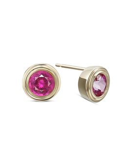 Moon & Meadow Moon & Meadow 10K Yellow Gold Pink Topaz November Birthstone Bezel Stud Earrings