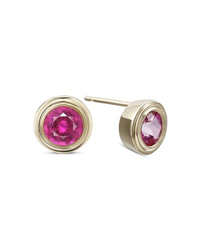 Moon & Meadow Moon & Meadow 10K Yellow Gold Pink Topaz November Birthstone Bezel Stud Earrings