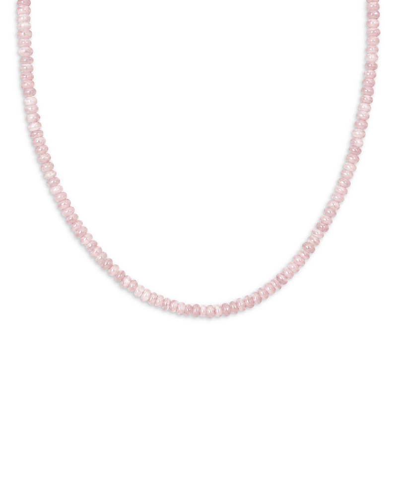 Moon & Meadow Moon & Meadow 10K Yellow Gold Rose Quartz Rondelle Beaded Collar Necklace, 17.75