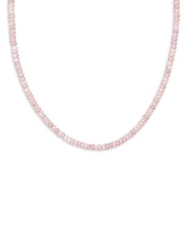 Moon & Meadow Moon & Meadow 10K Yellow Gold Rose Quartz Rondelle Beaded Collar Necklace, 17.75
