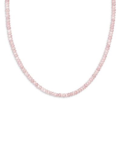 Moon & Meadow Moon & Meadow 10K Yellow Gold Rose Quartz Rondelle Beaded Collar Necklace, 17.75