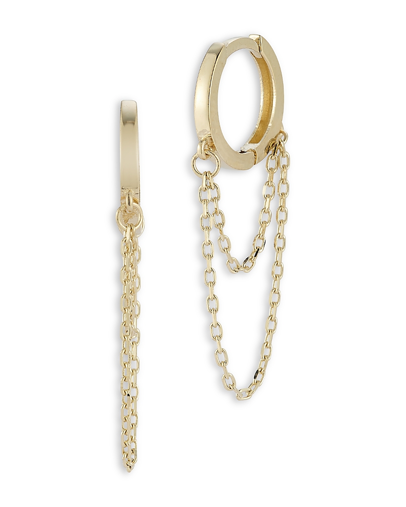 Moon & Meadow Moon & Meadow 14K Yellow Gold Chain Drop Huggie Hoop Earrings