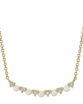 Moon & Meadow Moon & Meadow 14K Yellow Gold Diamond & Cultured Pearl Necklace, 18