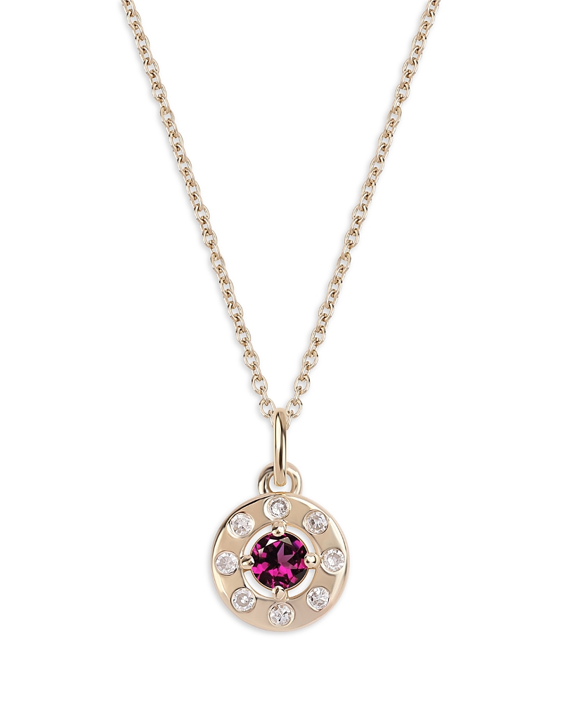 Moon & Meadow Moon & Meadow 14K Yellow Gold Diamond & Rhodolite Pendant Necklace, 16-20