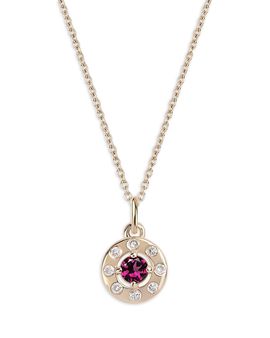 Moon & Meadow Moon & Meadow 14K Yellow Gold Diamond & Rhodolite Pendant Necklace, 16-20