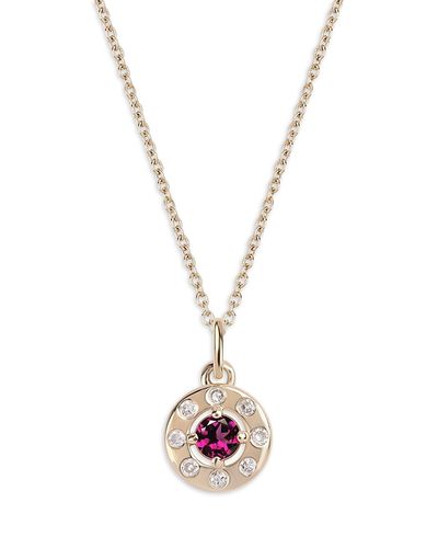 Moon & Meadow Moon & Meadow 14K Yellow Gold Diamond & Rhodolite Pendant Necklace, 16-20