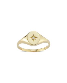 Moon & Meadow Moon & Meadow 14K Yellow Gold Diamond Accent Signet Ring
