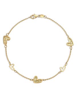 Moon & Meadow Moon & Meadow 14K Yellow Gold Heart Station Bracelet