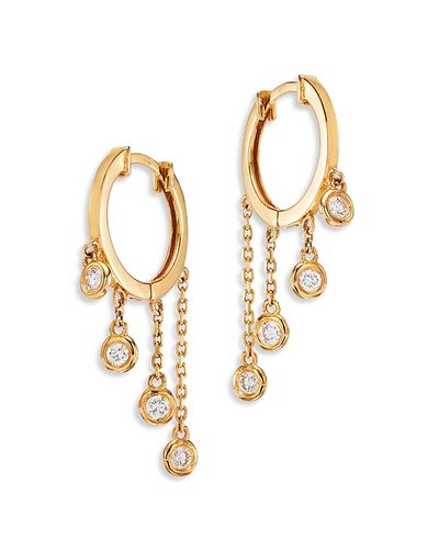 Moon & Meadow Moon & Meadow 14K Yellow Gold Lab Grown Diamond Bezel Dangle Hoop Earrings
