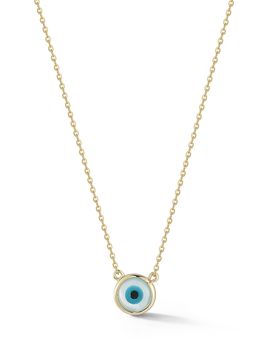 Moon & Meadow Moon & Meadow 14K Yellow Gold Mother of Pearl Evil Eye Pendant Necklace, 16-18