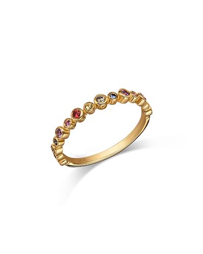 Moon & Meadow Moon & Meadow 14K Yellow Gold Multi Sapphire Bezel Stack Ring