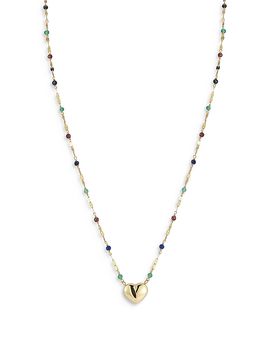 Moon & Meadow Moon & Meadow 14K Yellow Gold Puffed Heart Beaded Necklace, 16