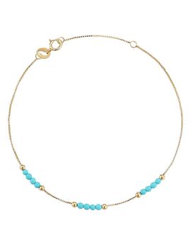 Moon & Meadow Moon & Meadow 14K Yellow Gold Turquoise & Polished Bead Box Link Bracelet