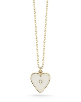 Moon & Meadow Moon & Meadow Diamond Heart Pendant Necklace in 14K Yellow Gold, 0.01 tcw