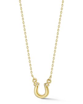 Moon & Meadow Moon & Meadow Diamond Horseshoe Pendant Necklace in 14K Yellow Gold, 0.01 tcw