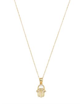 Moon & Meadow Moon & Meadow Hamsa Hand Pendant Necklace in 14K Yellow Gold, 16