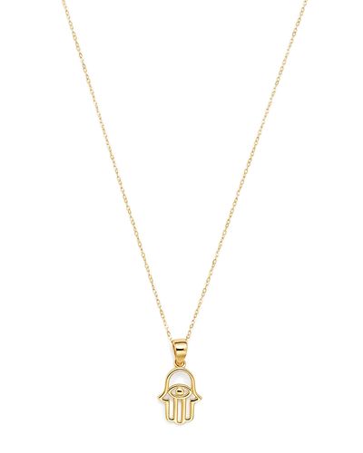 Moon & Meadow Moon & Meadow Hamsa Hand Pendant Necklace in 14K Yellow Gold, 16