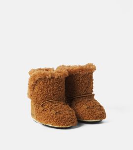 Moon Boot Kids Moon Boot Kids Baby Crib suede-trimmed teddy booties