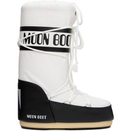 Moon Boot Moon Boot White & Black Icon Nylon Tall Boots