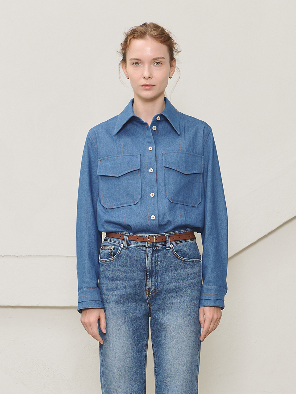 MOON J Flap-pocket Denim Shirt