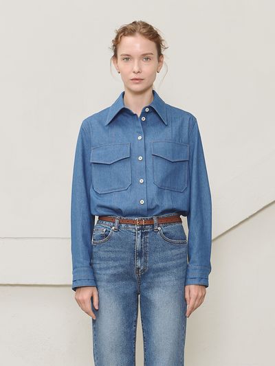 MOON J Flap-pocket Denim Shirt