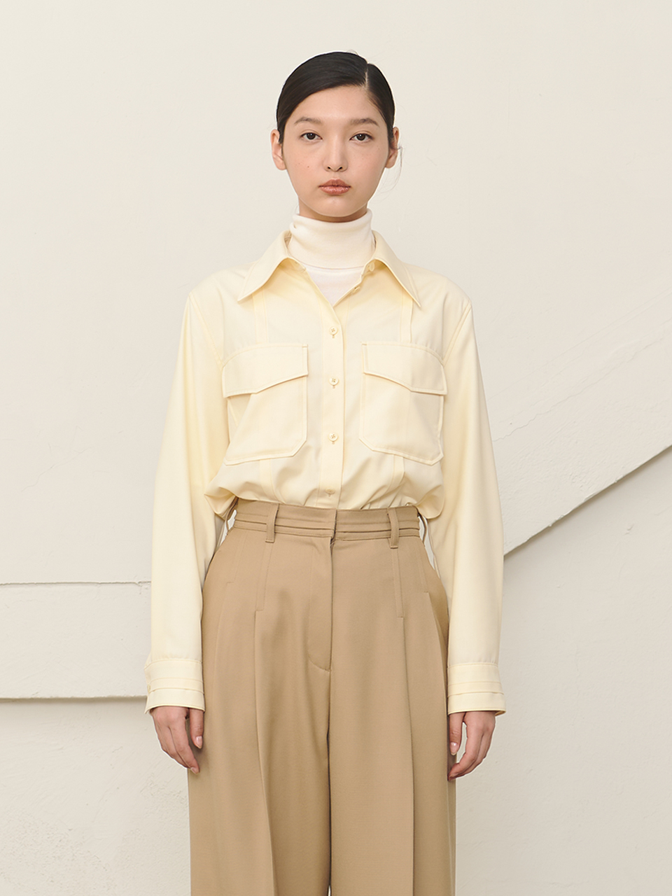 MOON J Flap-pocket Viscose-blend Shirt