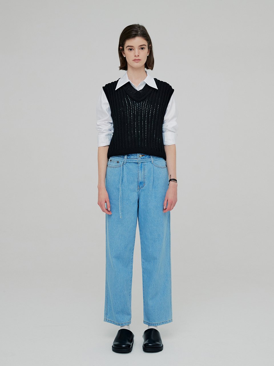 MOON J High-rise Belted Tapered Jeans