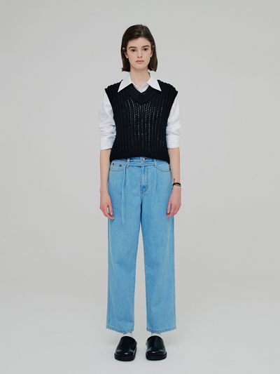 MOON J High-rise Belted Tapered Jeans
