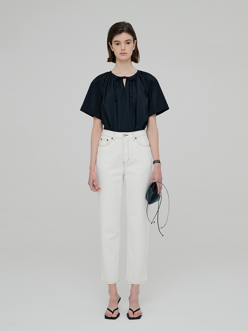 MOON J High-rise Cropped Straight-leg Jeans - Ecru