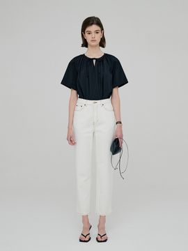 MOON J High-rise Cropped Straight-leg Jeans - Ecru