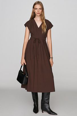 Moon River 100% Cotton Pleated Midi Dress