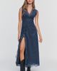 Moon River Faux-Suede Lace-Trim Midi Dress - 1