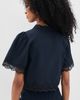 Moon River Moon River Embroidered Floral Tie Front Blouse Navy - 3