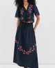 Moon River Moon River Embroidered Floral Tie Front Blouse Navy - 5