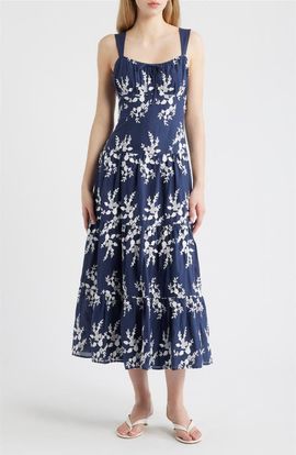 MOON RIVER MOON RIVER Embroidered Sleeveless Maxi Dress