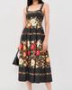 Moon River Moon River Floral Print Sweatheart Neck Midi Dress Black multi - 2