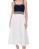 Moon River Moon River Mixed Media Knit Top Midi Dress Navy/Off White - 1