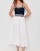 Moon River Moon River Mixed Media Knit Top Midi Dress Navy/Off White - 2
