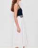 Moon River Moon River Mixed Media Knit Top Midi Dress Navy/Off White - 4