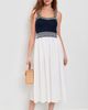 Moon River Moon River Mixed Media Knit Top Midi Dress Navy/Off White - 5