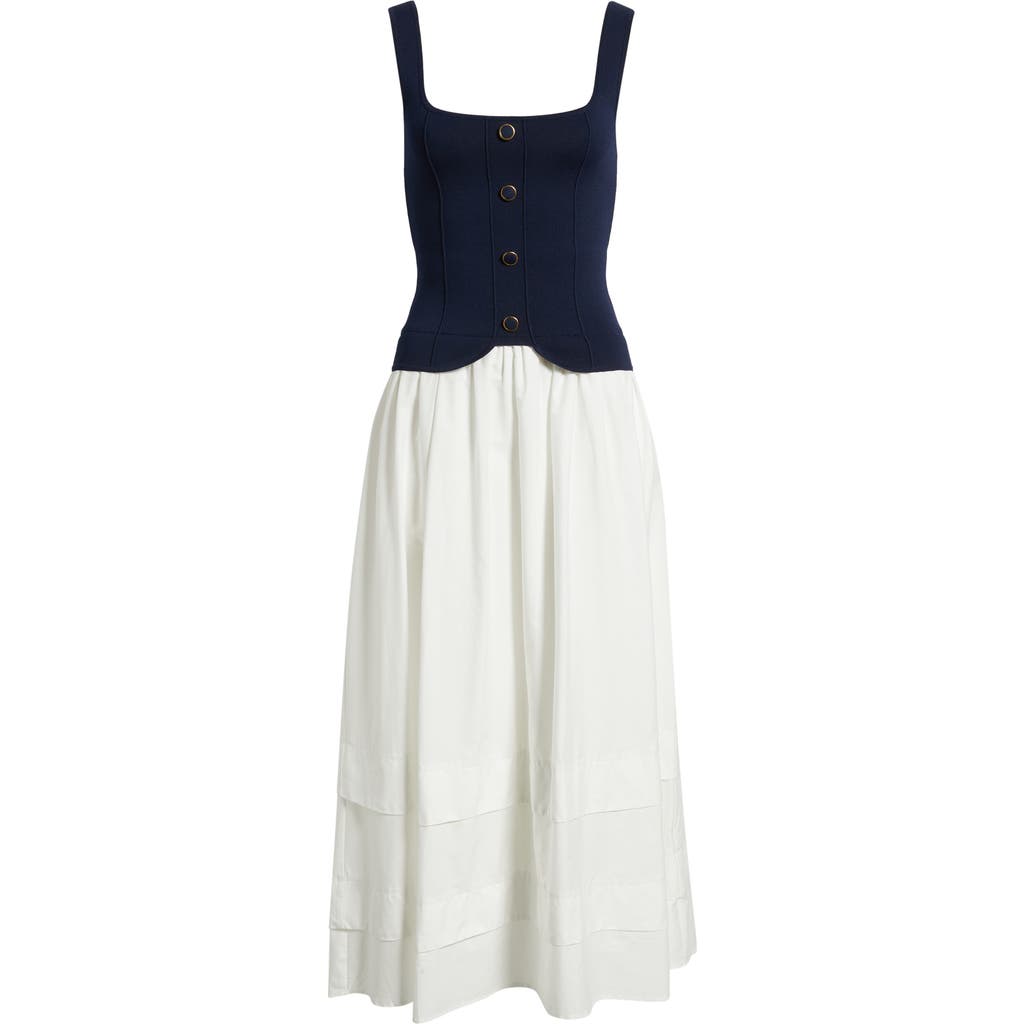 MOON RIVER MOON RIVER Mixed Media Midi Dress