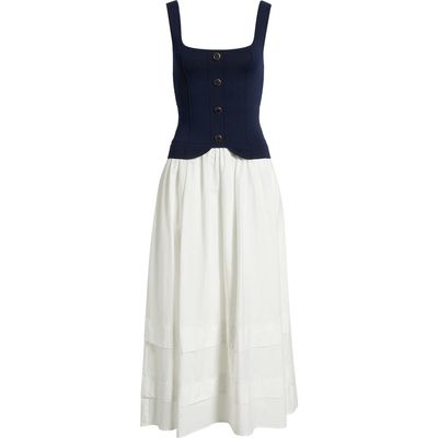 MOON RIVER MOON RIVER Mixed Media Midi Dress
