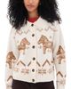 Moon River Moon River Neck Collar Button Down Cardigan Cream Multi - 1