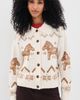 Moon River Moon River Neck Collar Button Down Cardigan Cream Multi - 2