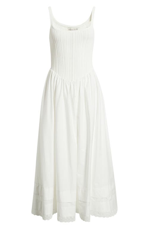 MOON RIVER MOON RIVER Pointelle Bodice Mixed Media Dress