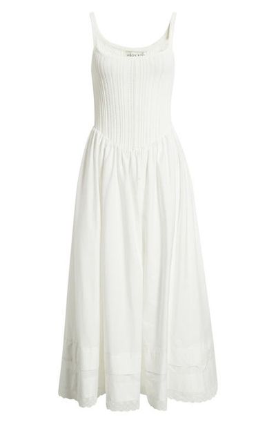 MOON RIVER MOON RIVER Pointelle Bodice Mixed Media Dress