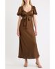 MOON RIVER MOON RIVER Puff Sleeve Lace Trim Maxi Dress - 1