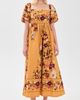 Moon River Moon River Puff Sleeve Square Neck Midi Dress Mustard Multi - 2